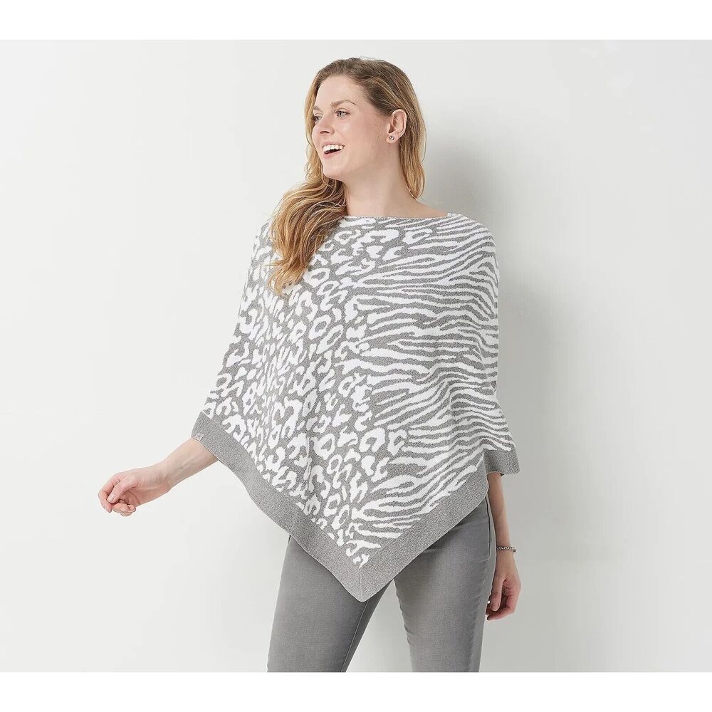 NWT Barefoot Dreams COZYCHIC Ultra Light Ocean Breeze PONCHO GRAY $118